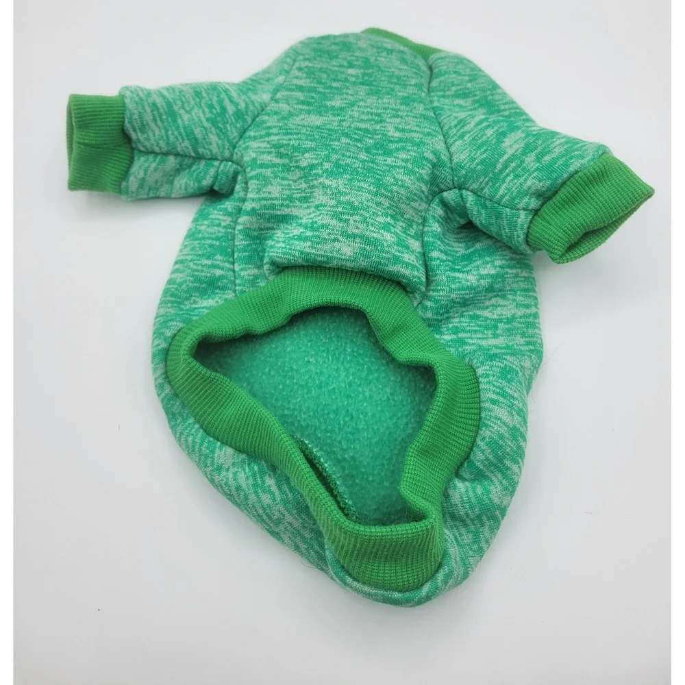 Classic Green Marl Fleece Lined Dog Sweater Small Pullover Pet appersl Coat